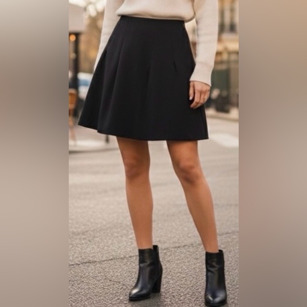 Les Petites Paris Black A-Line Mini Skirt, Made in France, Size 36 (US 2-4)